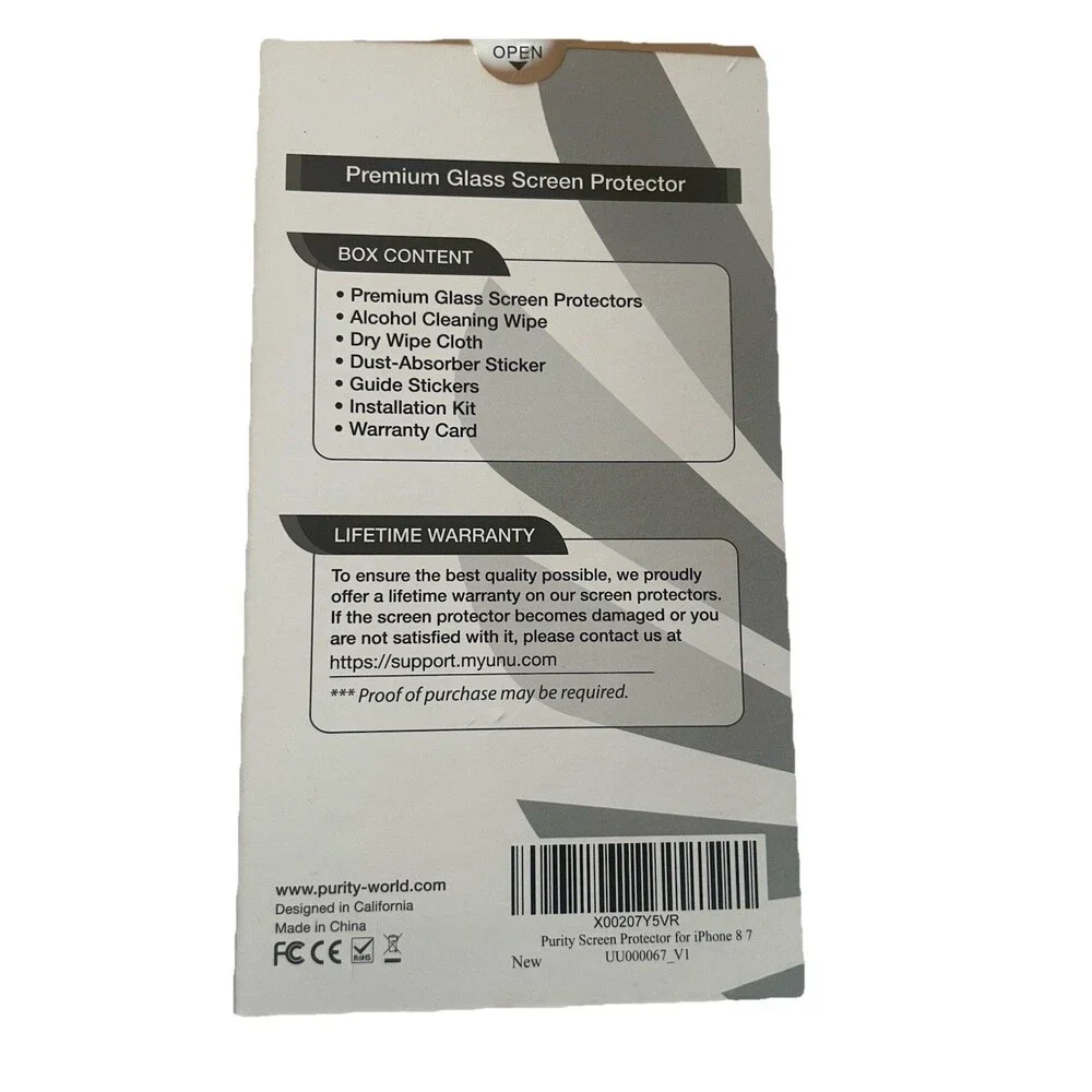 Purity Premium Glass Screen Protector For iPhone 7 /8 - 2 Protectors